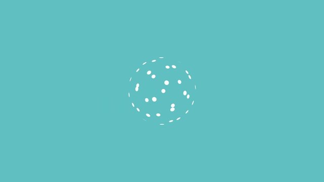 Abstract background with rotating ball. Animation of soft particles morphing. Backdrop texture with motion.