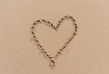 Heart shape on sand.