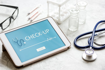concept time health check up on white background