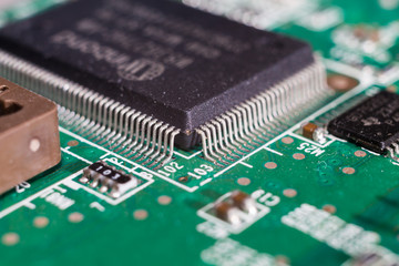 Close up of IC pin on computer main board.