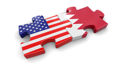 USA and Bahrain puzzle from flags. Image with clipping path