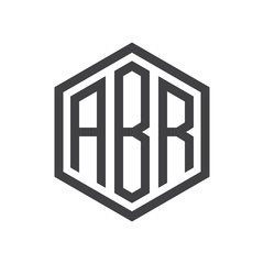 initial three letter logo hexagon black