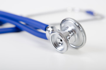 Blue stethoscope close up