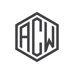 initial three letter logo hexagon black
