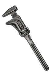 Antique iron wrench isolated over white