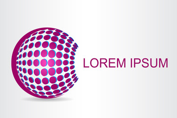 Logo stylized spherical surface with abstract shapes