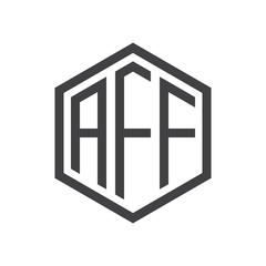 initial three letter logo hexagon black
