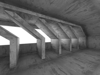 Dark empty room. Abstract geometric concrete architecture backgr