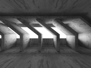 Dark empty room. Abstract geometric concrete architecture backgr