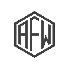 initial three letter logo hexagon black
