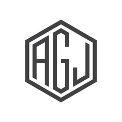 initial three letter logo hexagon black
