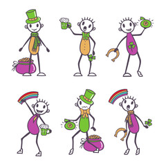 Ireland Stick figure set - Saint Patrick's Day vector