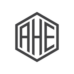 initial three letter logo hexagon black
