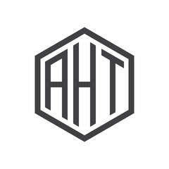 initial three letter logo hexagon black
