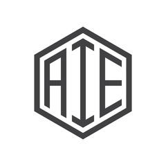 initial three letter logo hexagon black
