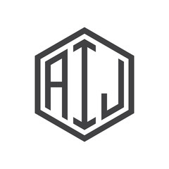 initial three letter logo hexagon black
