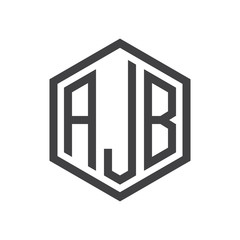 initial three letter logo hexagon black
