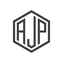 initial three letter logo hexagon black