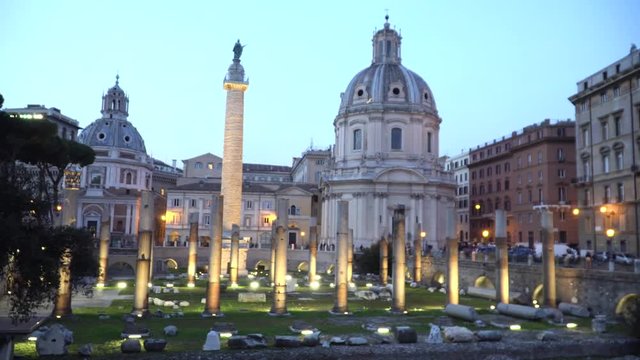 Video of Ancient Trajan's Market, ruins at Via dei Fori Imperiali, Rome, Italy, Europe