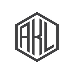 initial three letter logo hexagon black