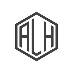 initial three letter logo hexagon black
