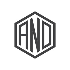 initial three letter logo hexagon black
