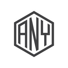 initial three letter logo hexagon black
