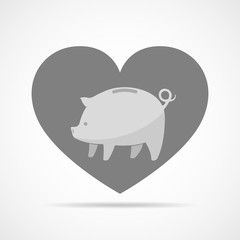 Piggy bank against the background of a heart. Vector illustration.