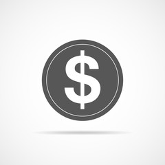 Gray dollar icon. Vector illustration.