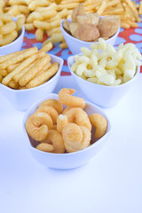 chips in bowls.