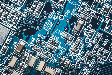 Circuit board. Technology and electronics closeup texture.