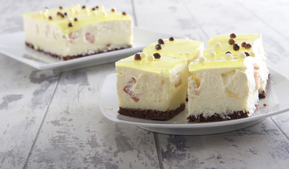 yellow lemon cake with peach 