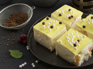 yellow lemon cake with peach 
