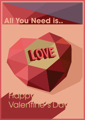 Happy valentines day card quote about love in geometric design. available eps10 with organized layer.