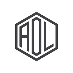 initial three letter logo hexagon black