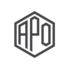 initial three letter logo hexagon black