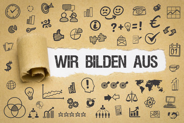 Wir bilden aus / Papier mit Symbole