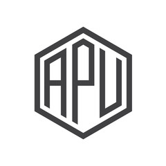 initial three letter logo hexagon black