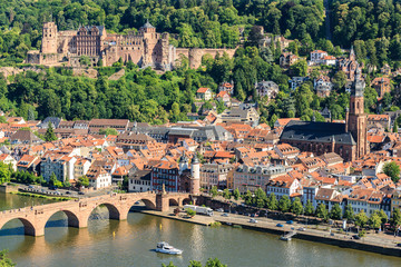 Fototapeta na wymiar View of the old town of Heidelberg
