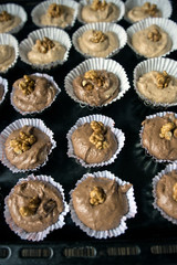Prepared baking muffins in pan