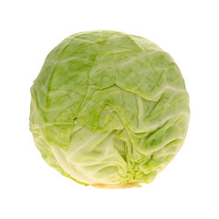 Obraz premium Whole organic cabbage isolated on a white background.