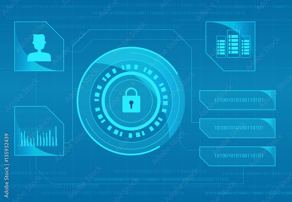 Poster technology internet cyber security design background concept and data security concept
