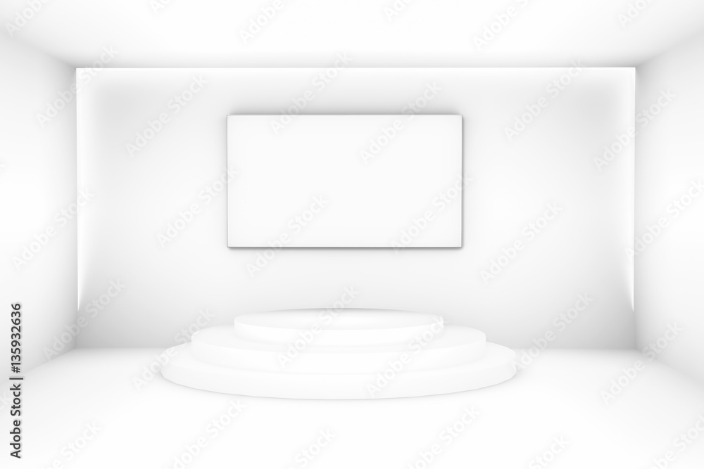 Aufkleber blank white empty podium for design template layout background