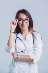 Doctor on white background.