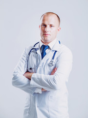 Doctor on white background.