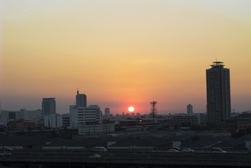 Fototapeta na wymiar Sunset View over Landscape of Bangkok