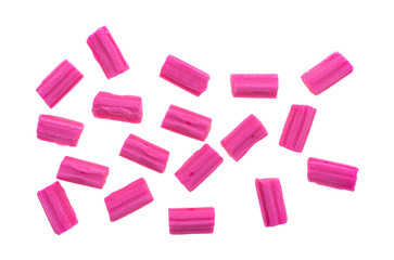Pink bubble gum group isolated on a white background.