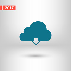 Vector cloud computing download icon, vector illustration. Flat 
