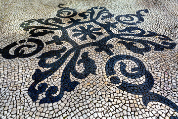 floral mosaic pavement in Lisbon