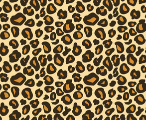 Leopard or cheetah skin seamless pattern, abstract animal background, vector illustration.